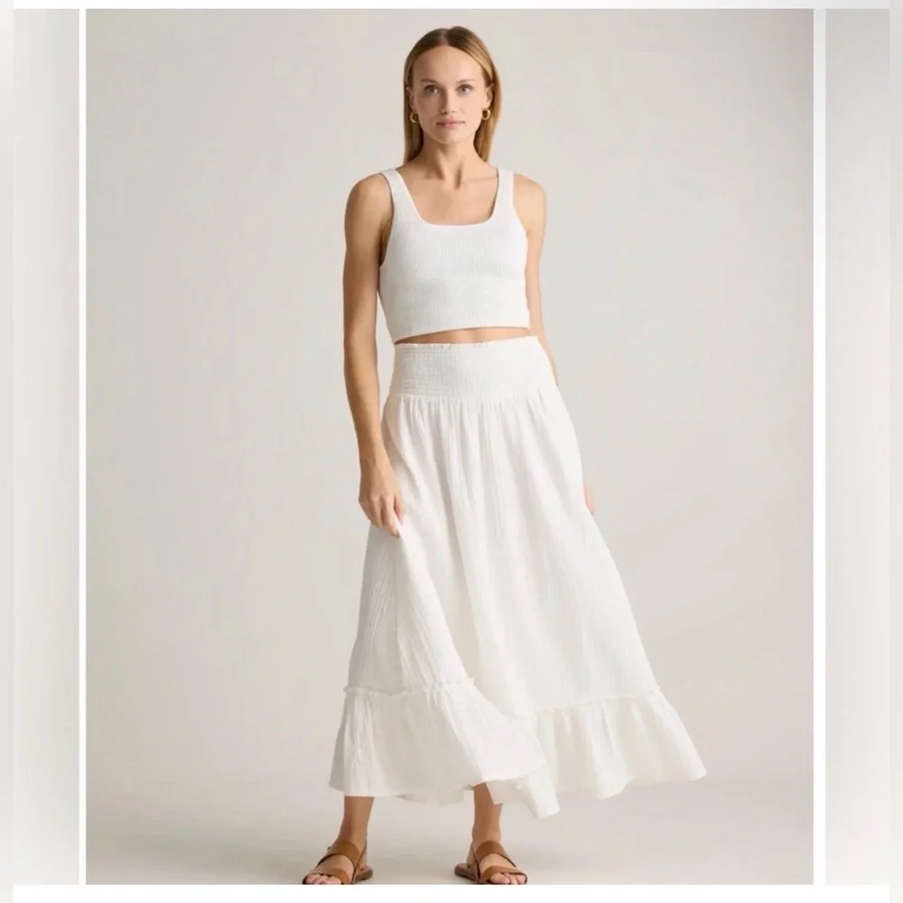 Quince 100% Organic Cotton Gauze Smocked Maxi Skirt | Large | MSRP: $59.90 - Picture 2 of 3